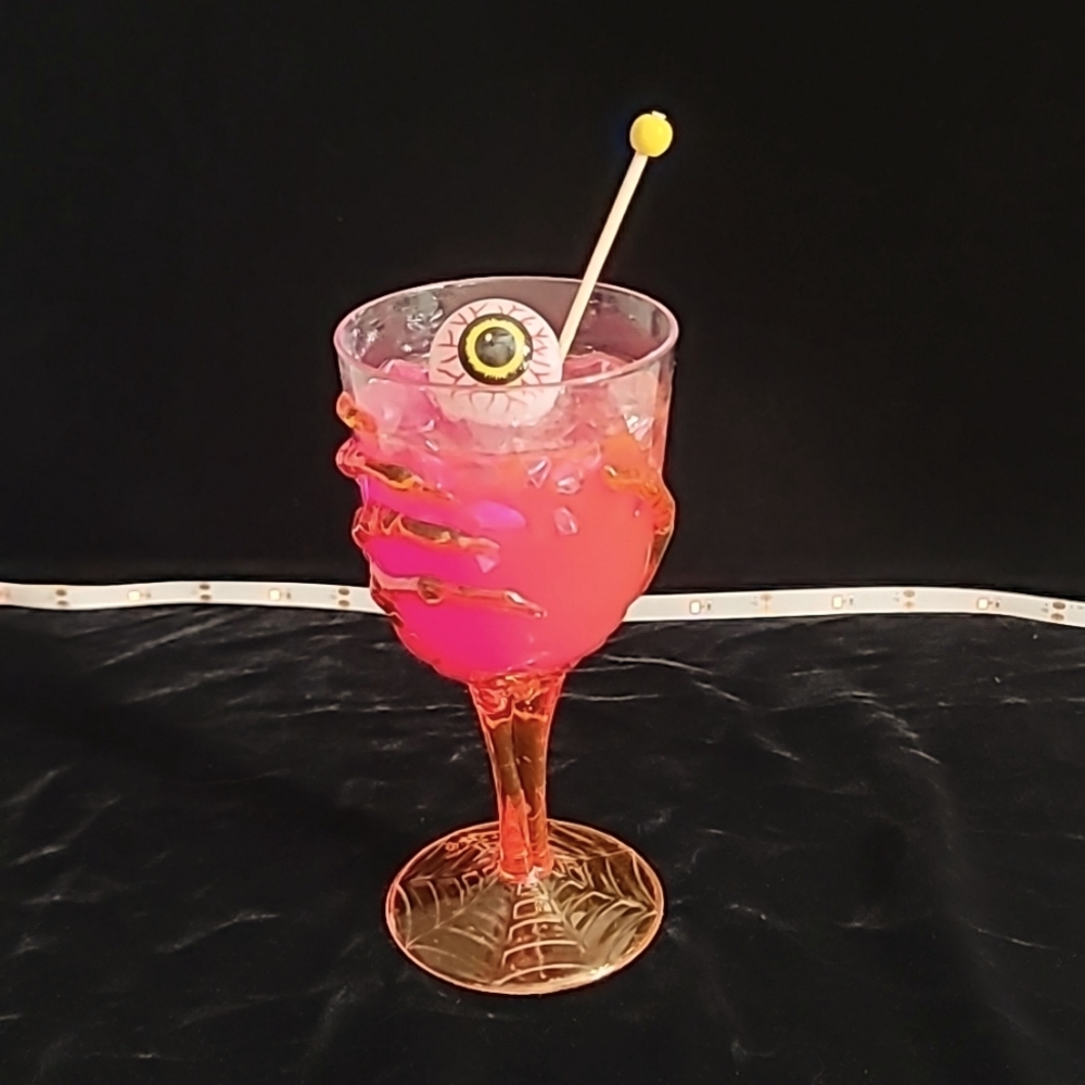 Faux Halloween Wine Glass with Resin Drink / Glow in the Dark Drink‎ w Eyeball